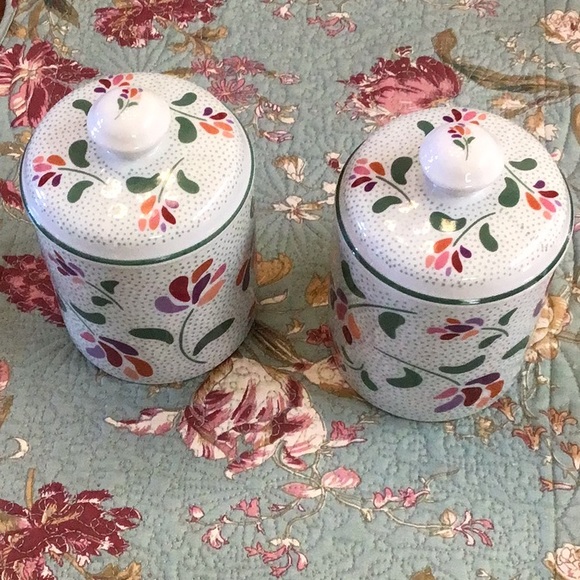 🌸🌾 Rare Set of 3, Vintage Germaine Monteil Porcelain Canisters Set - Picture 3 of 10